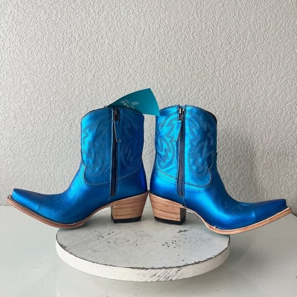 Lane SMOKESHOW Womens Cowboy Bootie 8.5 Blue Western Cowgirl Short Ankle Boots - Picture 7 of 11